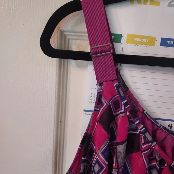 Lane Bryant Purple Geometric Double Layer Tank with Ribbon Strap in Size 20 - Picture 3 of 9